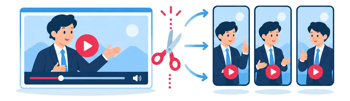 動画をショート動画に切り抜くイメージ