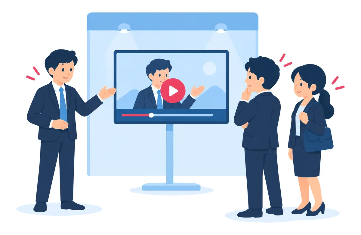 展示会・セミナーで動画を流すイメージ